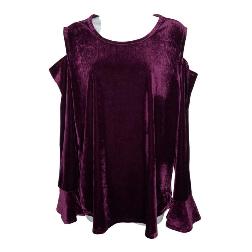 Harve Bernard Velvet Cold Shoulder Top NWT